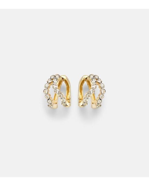Mateo White Wave 14Kt Huggie Earrings With Diamonds