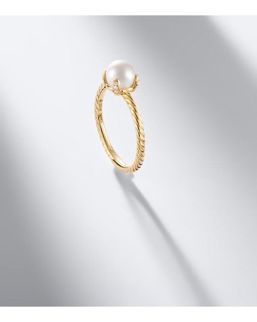 David Yurman White Pearl Classics 18Kt Ring With Freshwater Pearl And Diamonds