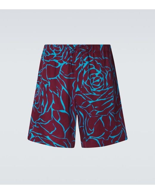 Dries Van Noten Blue Floral Shorts for men