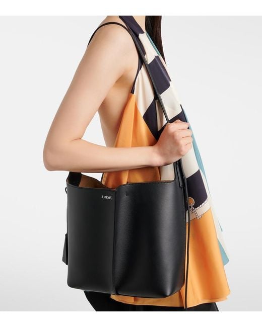 Loewe Black Bilbao Medium Leather Tote Bag