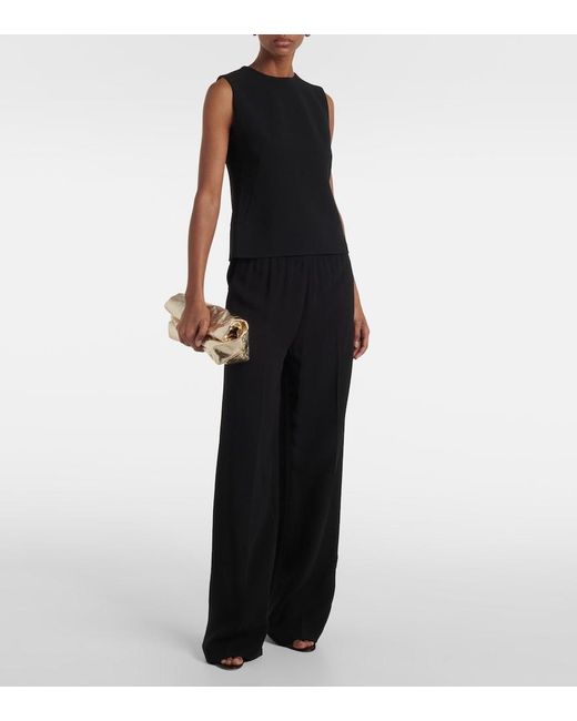 FFORME Black Maud High-Rise Silk Cady Wide-Leg Pants