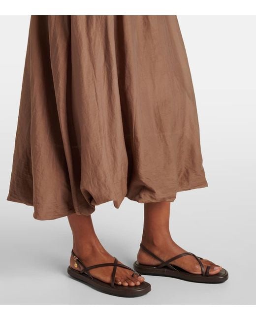 Falda Larga Ines De Gasa De Algodon Y Seda Velvet de color Brown