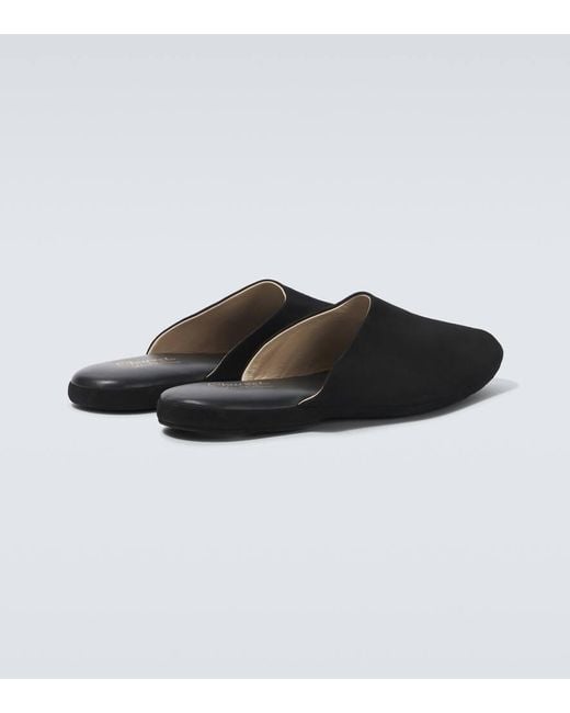Charvet Black Suede Slippers for men