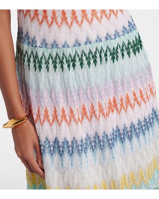 Missoni White Halterneck Lame Maxi Dress