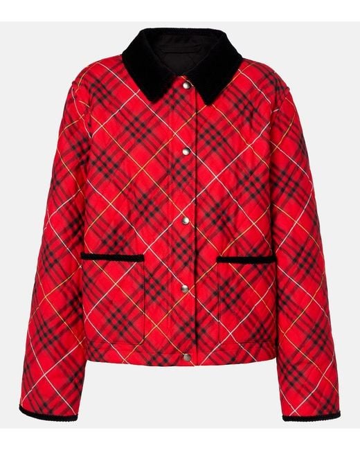 Chaqueta Check De Algodon Con Pana Burberry de color Red