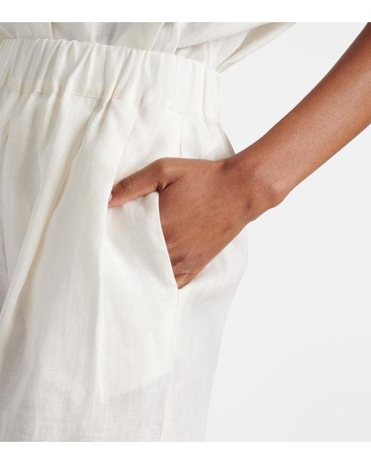 Asceno White Zurich Linen Shorts