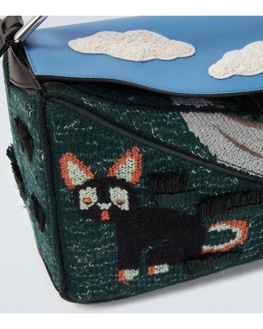 Loewe Black X Louis Wain Futurist Cat Puzzle Tote Bag for men