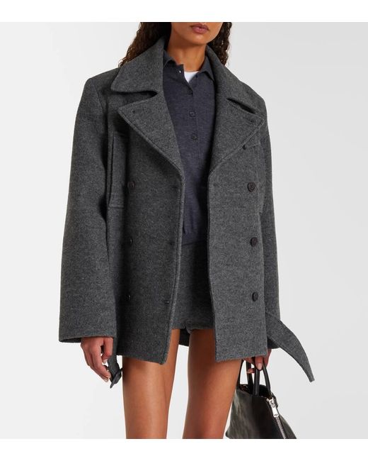 Frankie Shop Gray Scothern Virgin Wool Peacoat