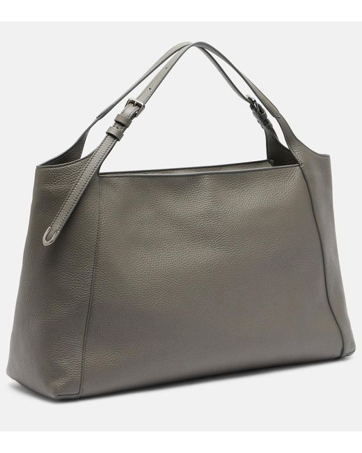 Brunello Cucinelli Black Medium Leather Tote Bag