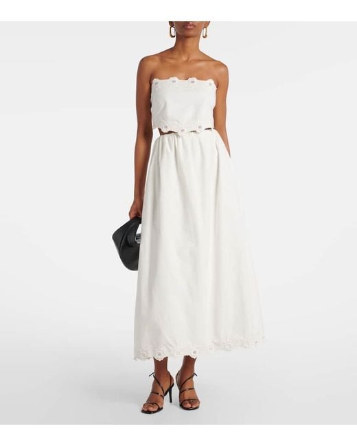 Falda Larga Antoinette De Algodon Bordada Posse de color White