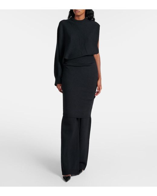 Alaïa Black High-Rise Wool-Blend Straight Pants