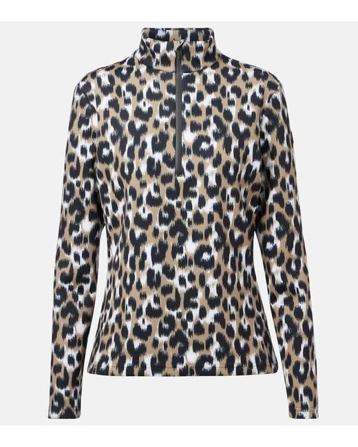 Fusalp Black Orion Leopard-Print Ski Top