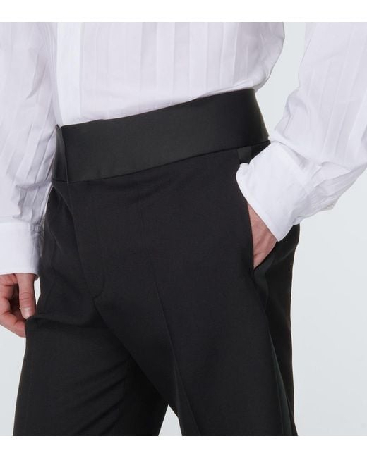 Valentino Black Straight Virgin Wool Pants for men