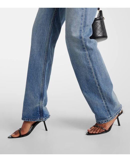 Jeans rectos de tiro alto Saint Laurent de color Blue