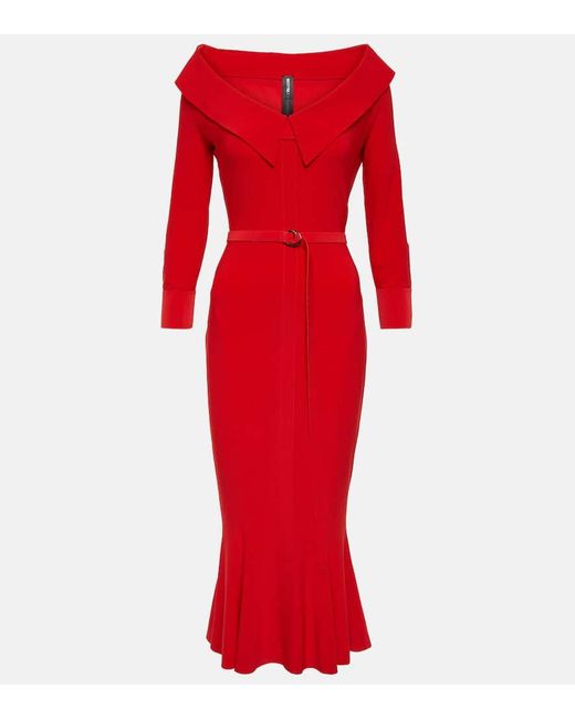 Norma Kamali Red Off-shoulder Midi Dress