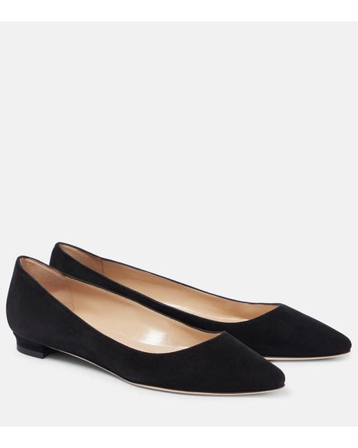 Manolo Blahnik Black Bb Suede Ballet Flats