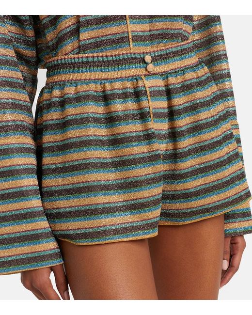 Oseree Green Lumiere Striped Shorts