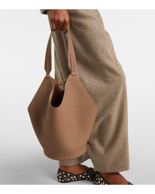 Khaite Brown Lotus Small Leather Tote Bag