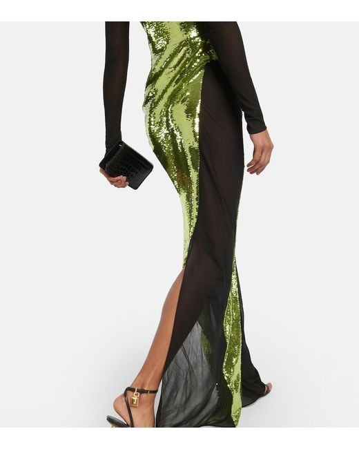 Tom Ford Green Crew Neck Long Sleeves Long Dresses