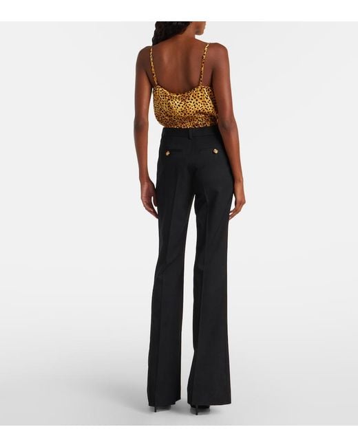 Versace Multicolor Leopard-Print Silk Satin Bodysuit