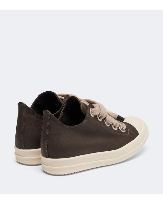 Rick Owens Brown Jumbolace Leather Sneakers