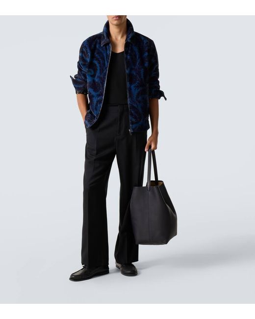 Etro Blue Printed Cotton Velvet Jacket for men
