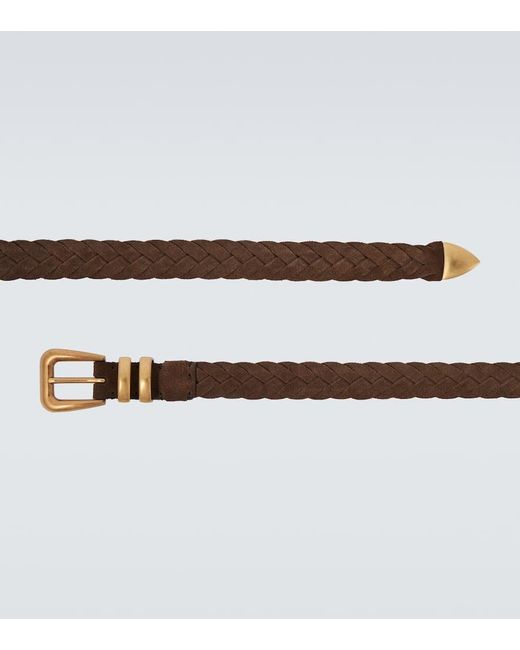 Brunello Cucinelli Brown Braided Suede Belt for men