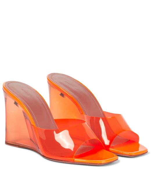 AMINA MUADDI Orange Lupita Pvc Wedge Sandals