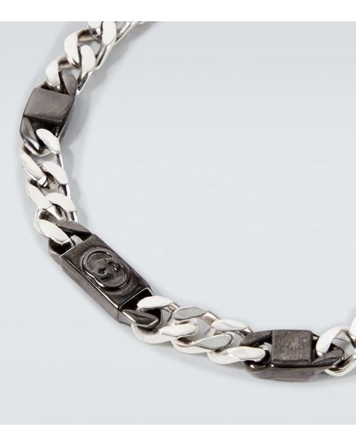 Gucci Metallic Interlocking Sterling Chain Bracelet for men