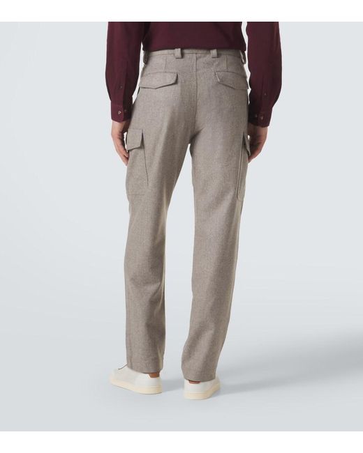Brunello Cucinelli Gray Wool Tapered Pants for men