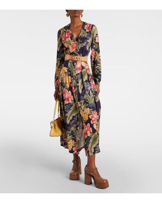 Etro Multicolor Jersey And Fil Coupe Jacquard Maxi Dress