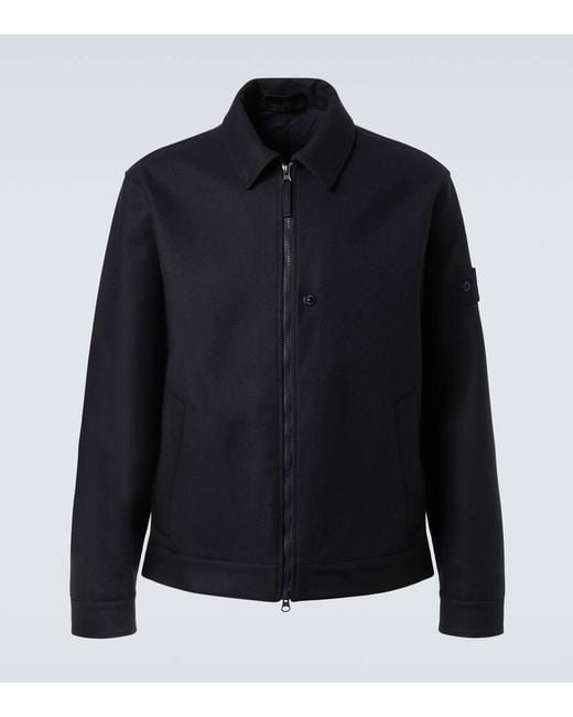 Stone Island Black Ghost Wool-Blend Flannel Jacket for men