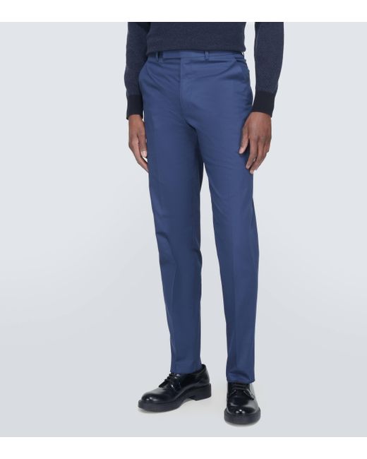 Zegna Blue Cotton Blend Suit Pants for men