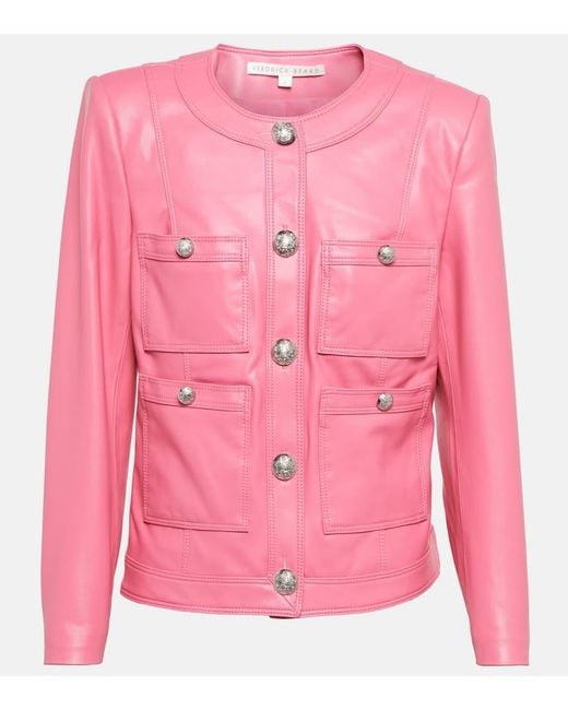 Veronica Beard Pink Ozuna Faux-leather Jacket