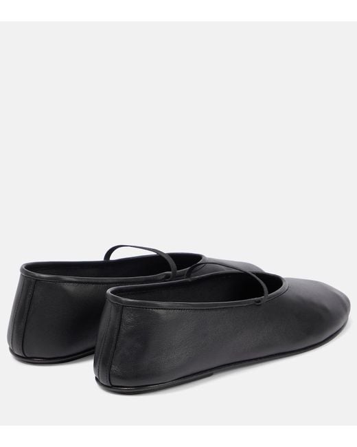 The Row Black Elastic Mary-Jane-Ballerinas Aus Leder
