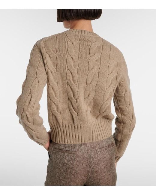Loro Piana Natural Napier Cable-Knit Cashmere Sweater