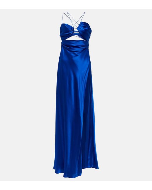 The Sei Blue Asymmetrical Cutout Silk Gown