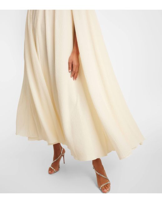 Emilia Wickstead White Bridal Olivette Caped Midi Dress