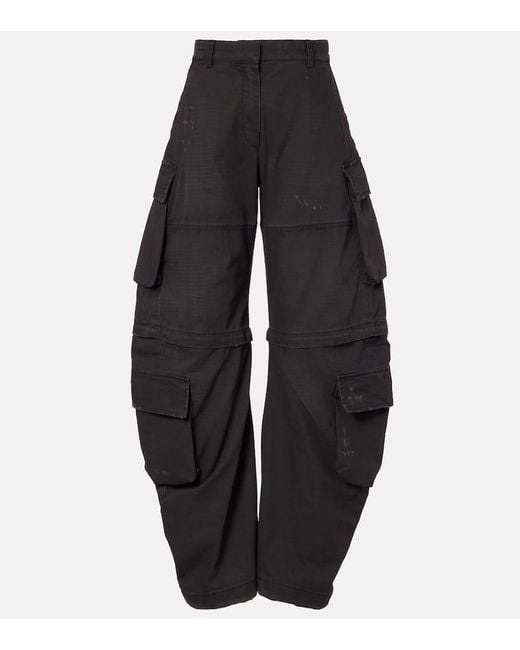 Acne Black Cotton Barrel-Leg Cargo Pants