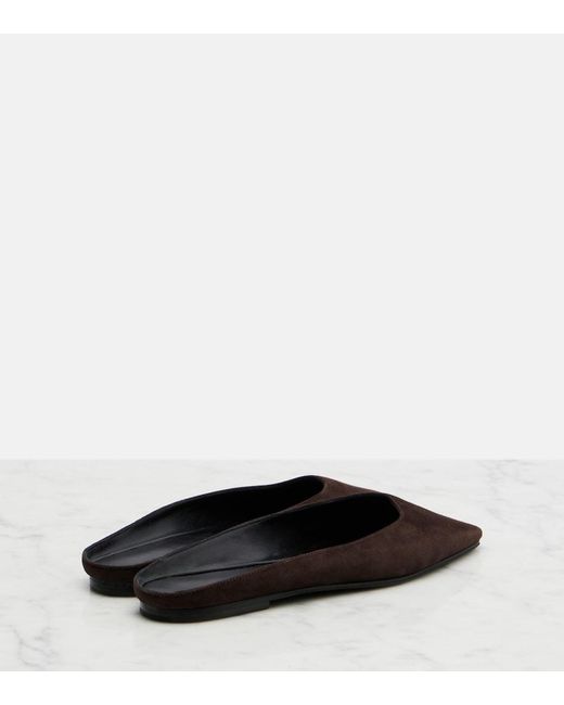 The Row Brown June Suede Mules