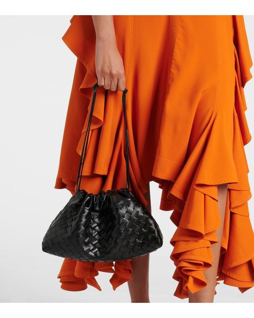 Bottega Veneta Black Dustbag Soiree Medium Leather Clutch