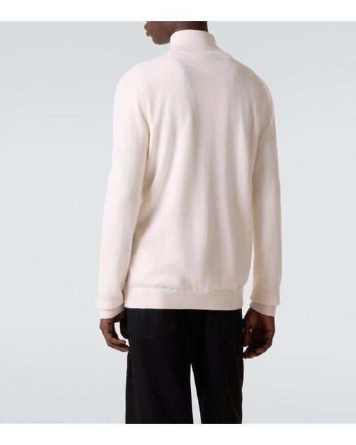 LeKasha White Dared Cashmere Half-Zip Sweater for men