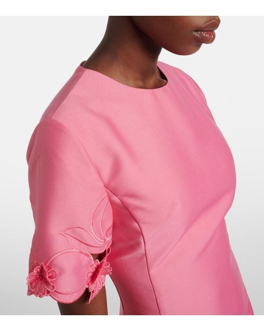 LEO LIN Pink Caroline Laser-Cut Midi Dress