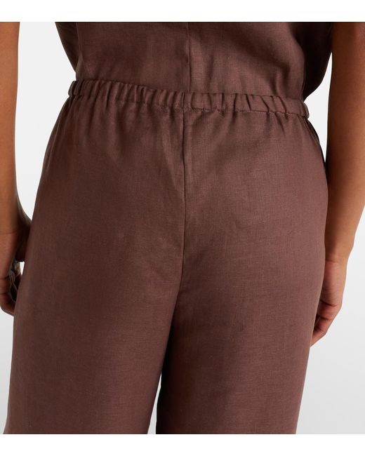 Asceno Brown Austin Linen Wide-Leg Pants