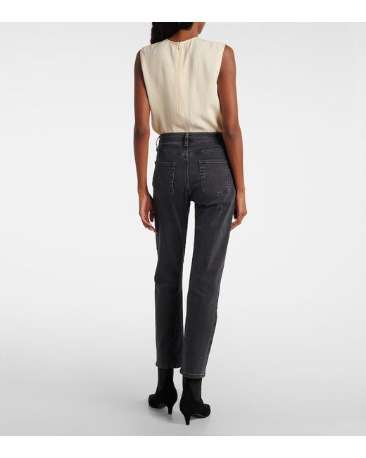 Totême Gray Mid-rise Twisted-seam Straight Jeans