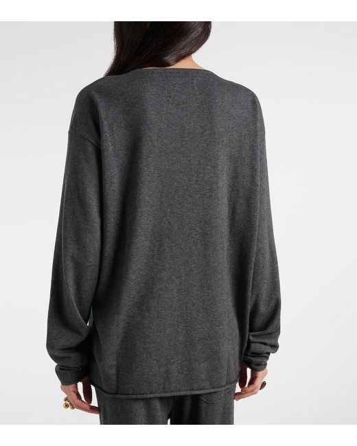 Extreme Cashmere Gray N°347 Aries Cotton And Cashmere Top