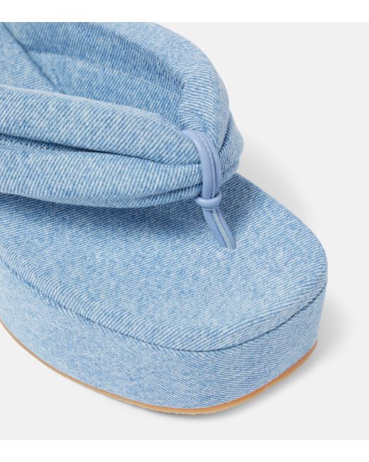 Dries Van Noten Blue Denim Platform Thong Sandals