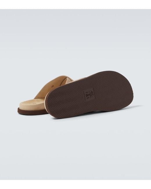 Brunello Cucinelli Brown Suede Slides for men