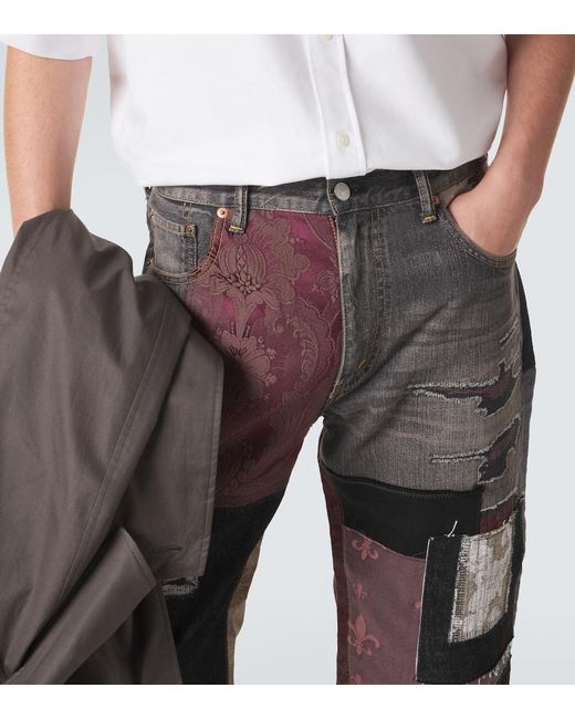 Junya Watanabe Gray X Levi's Patchwork Wide-Leg Jeans for men