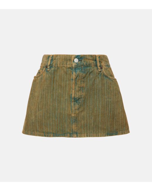 Acne Green Faded Denim Corduroy Miniskirt
